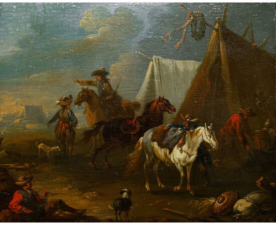 August Querfurt (1696-1761)  Scene di accampamento 