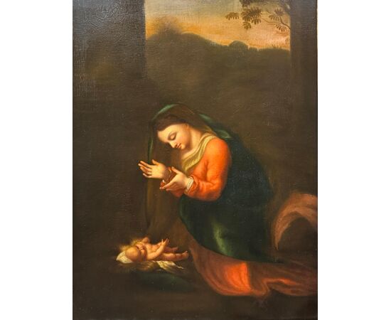 Madonna in Adoration of the Child Jesus, by Correggio.