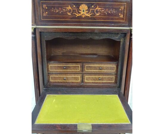 Secretaire in palissandro con intarsi in acero 1880 Napoleone III francese