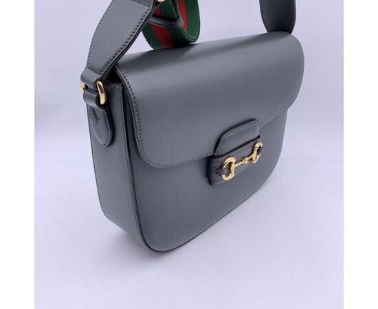 GUCCI Borsa a Tracolla in Pelle Col. Grigio Horsebit 1955 M