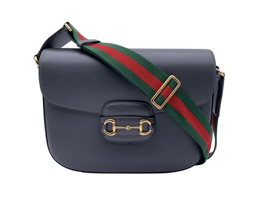 GUCCI Borsa a Tracolla in Pelle Col. Grigio Horsebit 1955 M