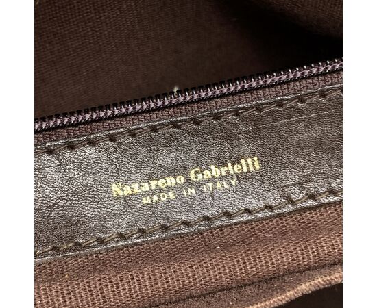 NAZARENO GABRIELLI Borsa a Mano Vintage in Tela Col. Marrone M