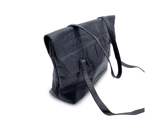 ENRICO COVERI Borsa Shopper Vintage in Pelle Col. Nero M