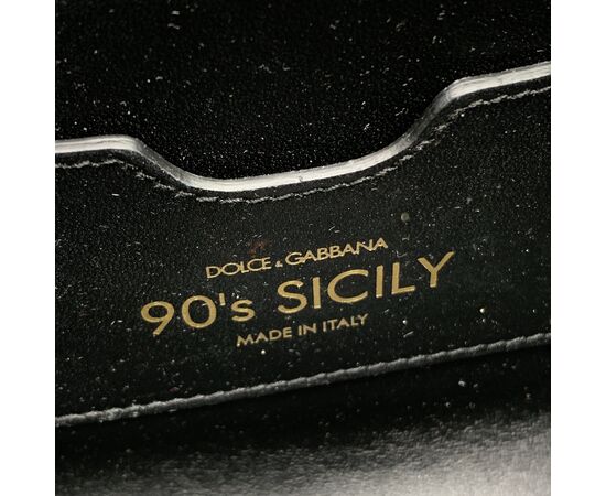 DOLCE & GABBANA Borsa a Mano in Pelle Lucida Col. Nero 90s Sicily S