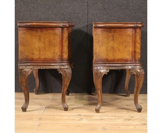 Pair of Italian bedside tables in wood from the 50s