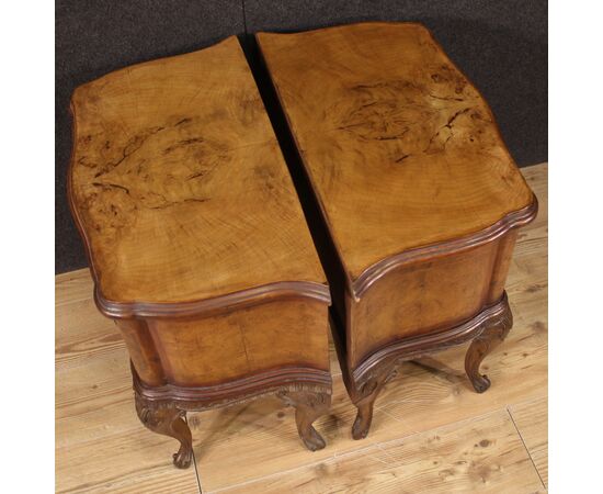 Pair of Italian bedside tables in wood from the 50s