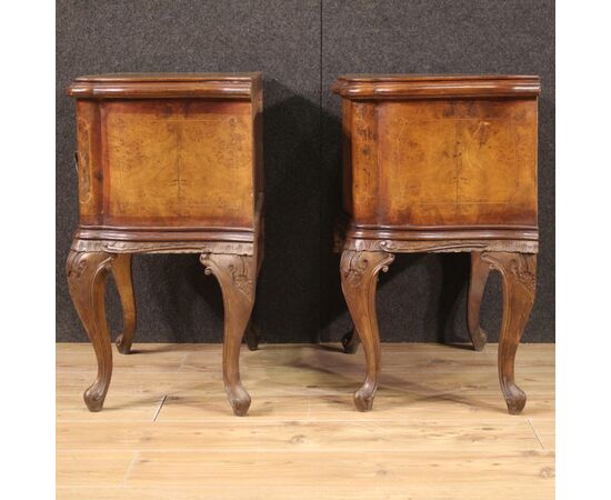 Pair of Italian bedside tables in wood from the 50s