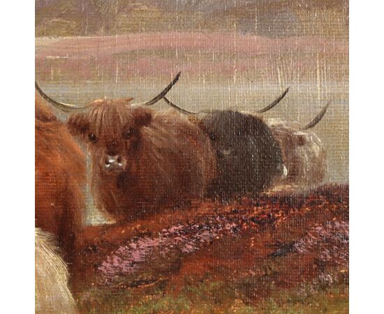 Dipinto di Henry Robinson Hall - Highland Cattle Loch Venacha