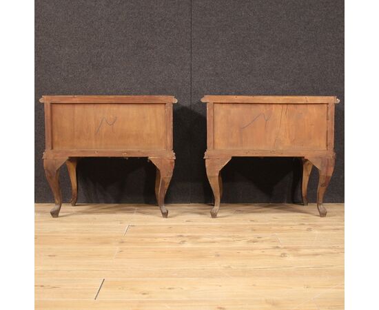 Pair of Italian bedside tables in wood from the 50s