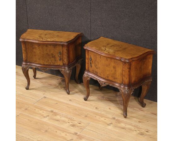 Pair of Italian bedside tables in wood from the 50s