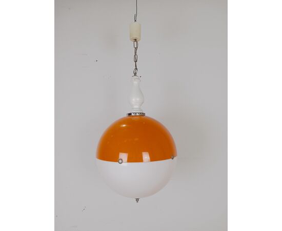 Lampadario vintage a sfera - materiale plastico - modernariato - anni 60-70