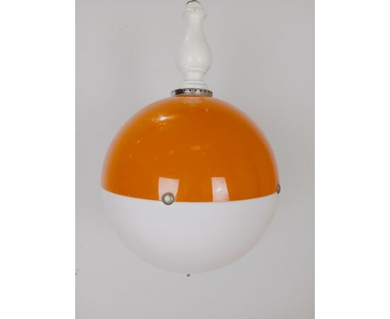 Lampadario vintage a sfera - materiale plastico - modernariato - anni 60-70