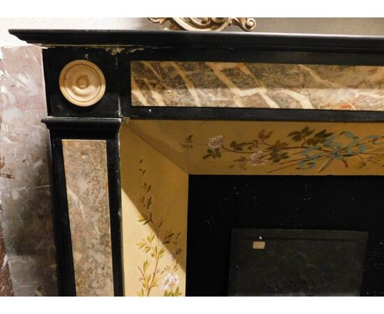 chm250 directory fireplace with black marble inlay beige