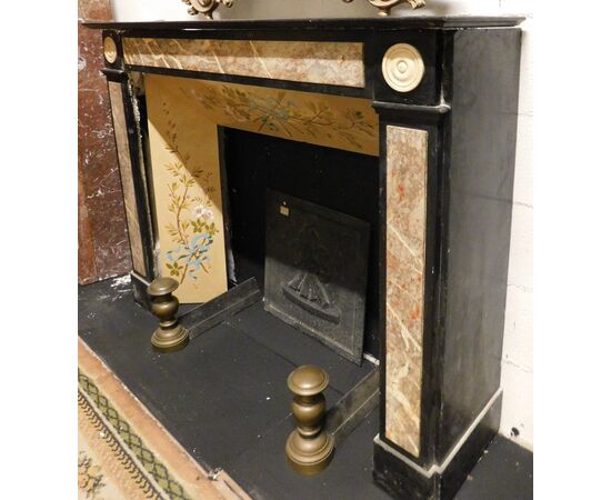 chm250 directory fireplace with black marble inlay beige