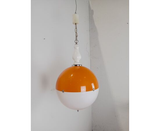 Lampadario vintage a sfera - materiale plastico - modernariato - anni 60-70