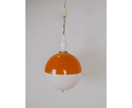 Lampadario vintage a sfera - materiale plastico - modernariato - anni 60-70