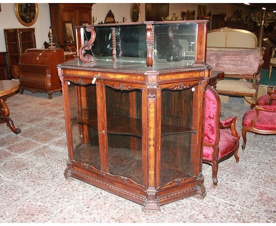 Credenza stile Carlo X di metà 1800 in legno di palissandro