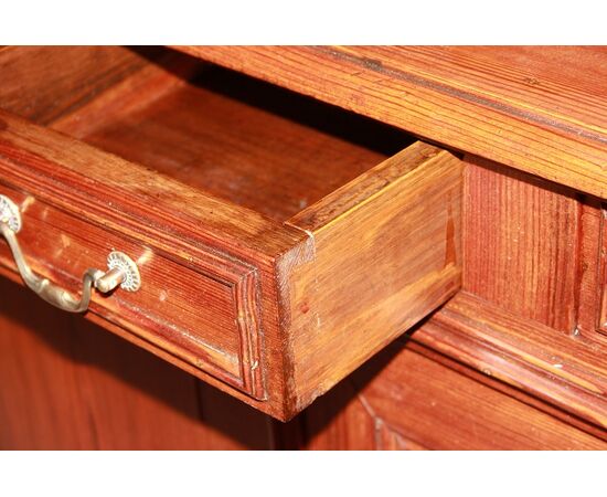 Credenza piattaia con alzata stile Luigi Filippo in legno di Cirmolo XIX secolo