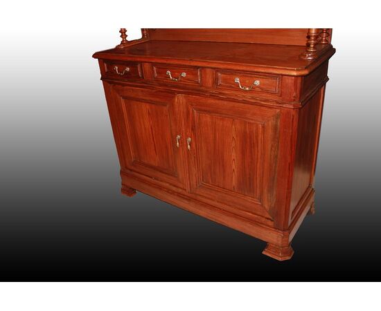 Credenza piattaia con alzata stile Luigi Filippo in legno di Cirmolo XIX secolo