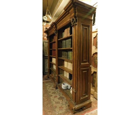 LIB156 - Libreria in legno di pioppo, misura massima cm L 315 x H 241 x P 65