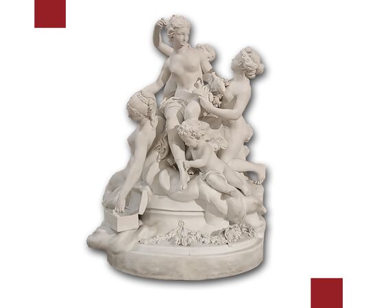 GRUPPO SCULTOREO IN BISCUIT “TOILETTE DI VENERE” META’ DEL XIX SECOLO 