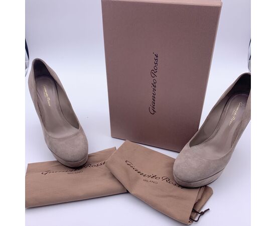 GIANVITO ROSSI Scarpe con Tacco in Camoscio Col. Beige 38.5