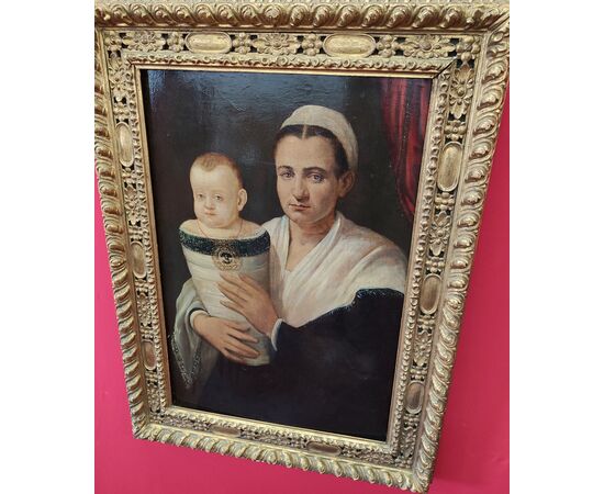 Ritratto di donna con bambino scuola bolognese XVI/XVII secolo