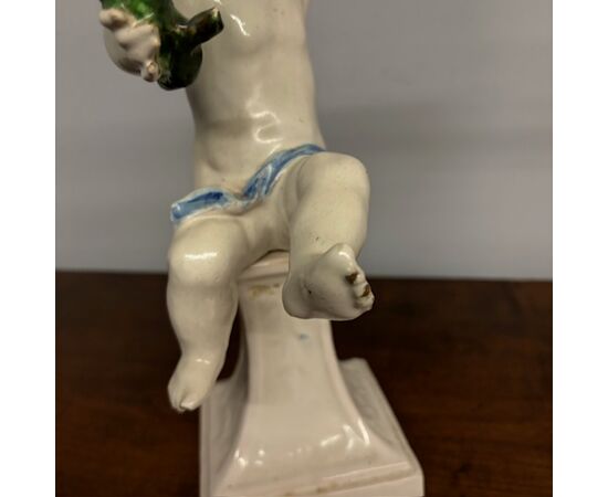 Antica coppia di putti a candelabri Angelo Minghetti Bologna. Fine 800 su piedistallo firmati. H 37 