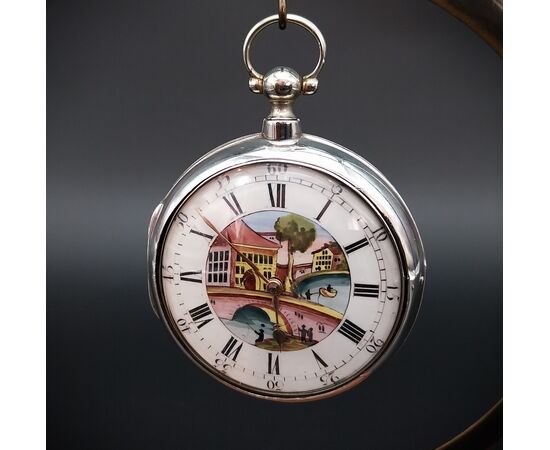 Orologio inglese con scappamento a verga e quadrante dipinto, 1812 