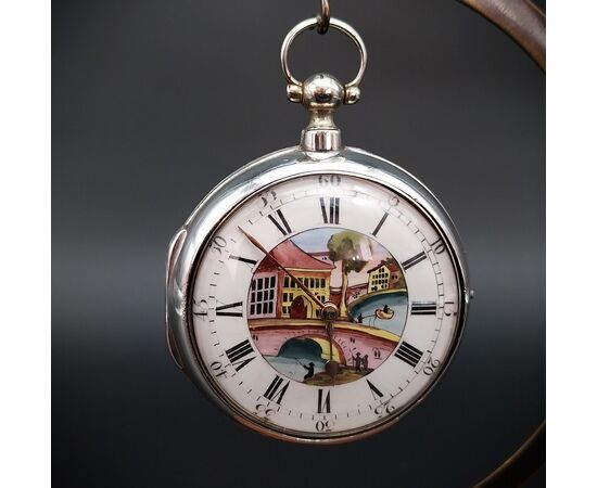 Orologio inglese con scappamento a verga e quadrante dipinto, 1812 