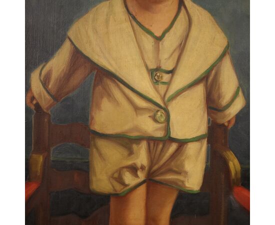 Italian painting portrait of a child signed and dated