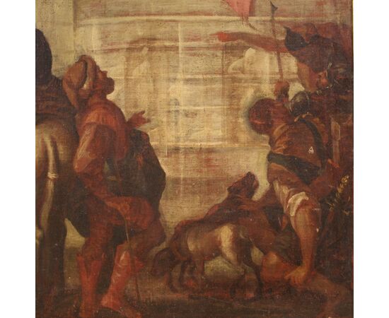 Antique Italian painting Jesus and Herod from 17th century