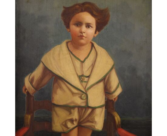 Italian painting portrait of a child signed and dated