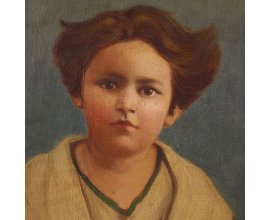 Italian painting portrait of a child signed and dated