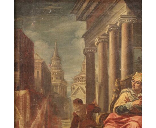 Antique Italian painting Jesus and Herod from 17th century