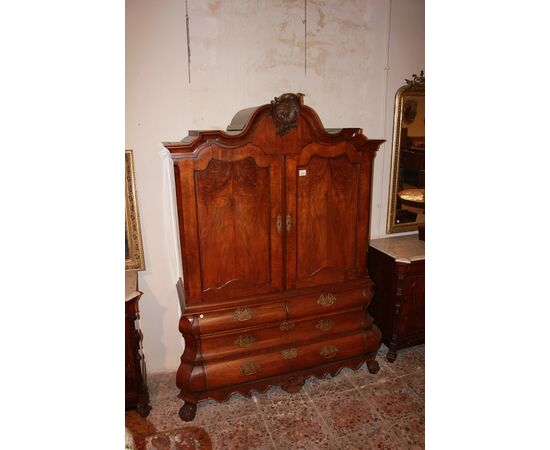 Trumeau Olandese del XVIII secolo stile Chippendale in legno di Noce