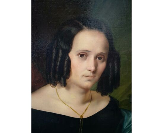 Pair of interior paintings depicting girls, age: 1840     