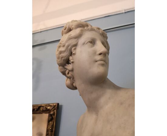 White marble statue with base, depicting Venus     
