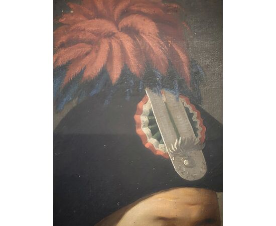 Large painting, oil on canvas raff: portrait of Carabiniere.     