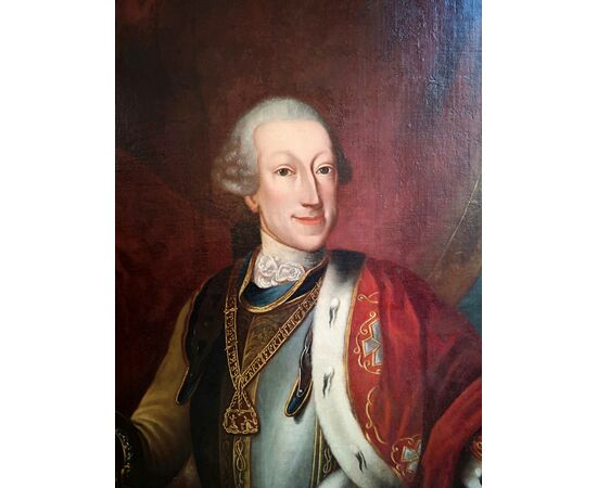 Oil on canvas painting, depicting Charles Emmanuel III of Savoy: period: mid-700     