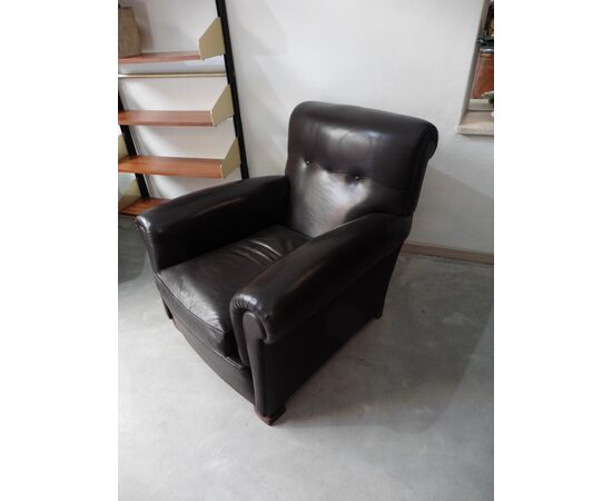 Pair of leather armchairs, Art Deco, France     