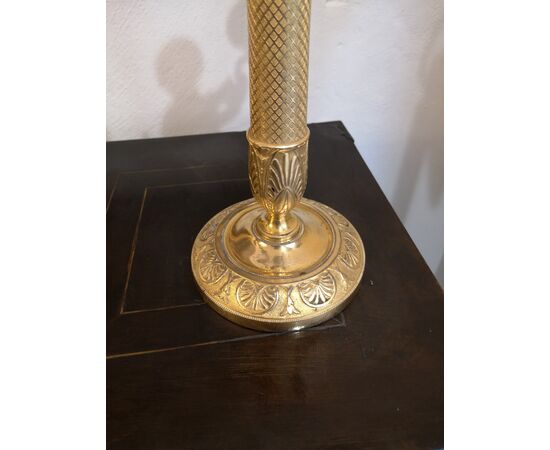 Pair of candlesticks in gilded bronze, Empire period     