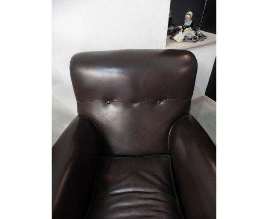 Pair of leather armchairs, Art Deco, France     