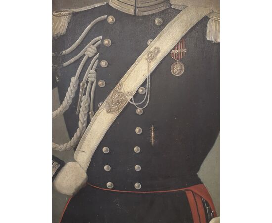 Large painting, oil on canvas raff: portrait of Carabiniere.     