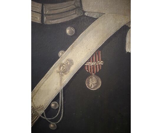 Large painting, oil on canvas raff: portrait of Carabiniere.     