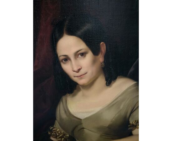 Pair of interior paintings depicting girls, age: 1840     