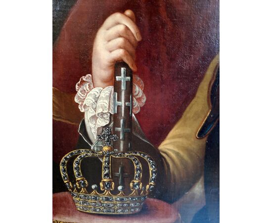 Oil on canvas painting, depicting Charles Emmanuel III of Savoy: period: mid-700     