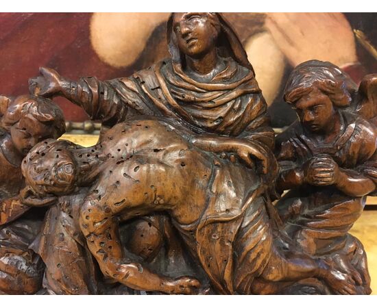 Boxwood sculpture depicting &quot;Deposition of Christ&quot;     