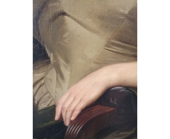 Pair of interior paintings depicting girls, age: 1840     