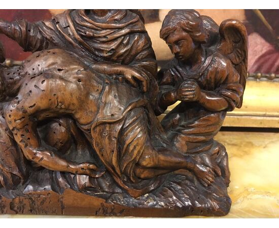 Boxwood sculpture depicting &quot;Deposition of Christ&quot;     